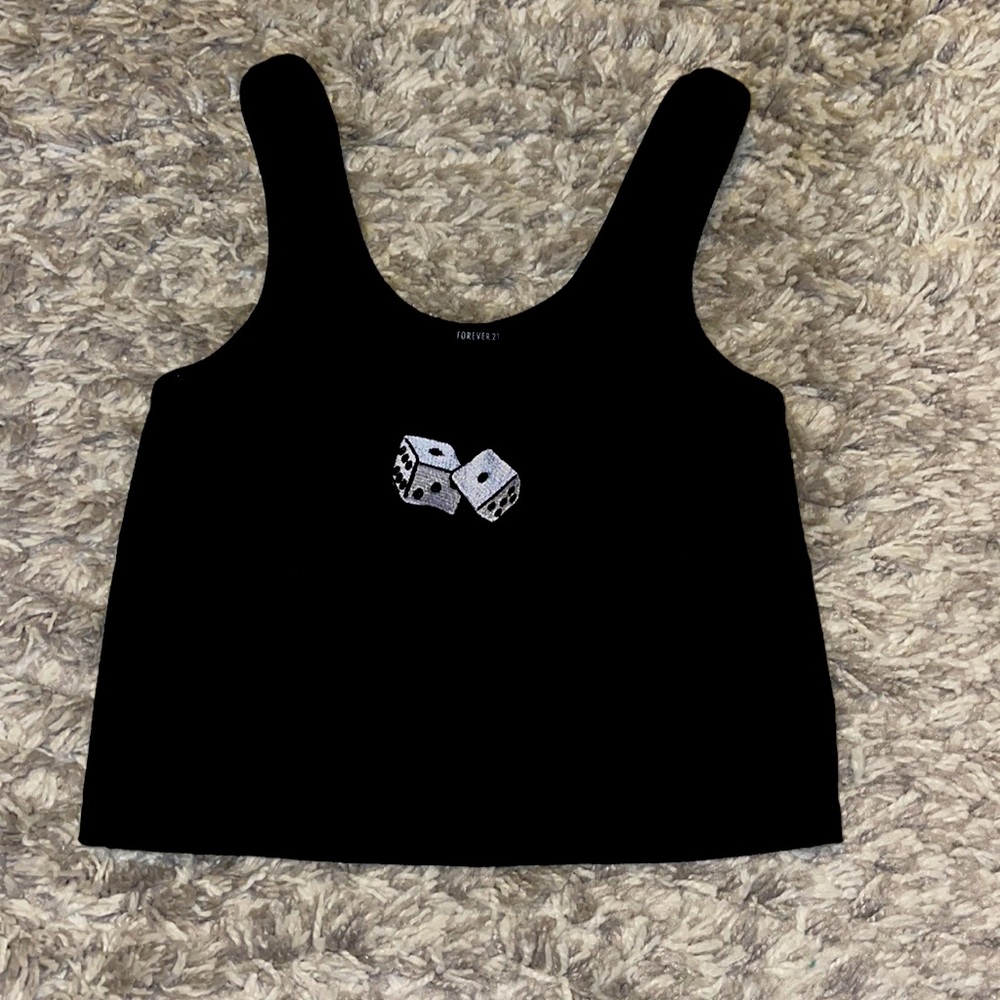Black crop tank w/ dice logo